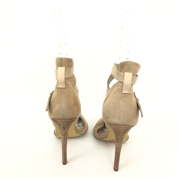 Joes Sz 5 Suede Laney Nude Ankle Strap Pumps Heels - Picture 4 of 5